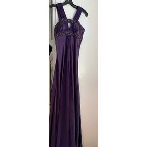 Prom Gown Purple Cut Out with Beading